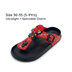 Age 5-9Yrs Kids Spinnable Spiderman Batman Charm Kids Sandals Size 30-35 Soft Lightweight Slippers