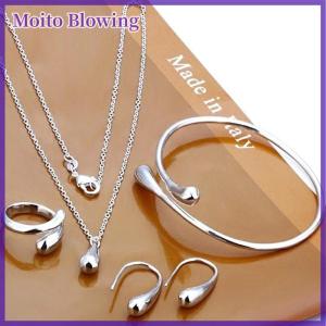 Moito 4Pcs Fashion Teardrop Jewelry Set For Women Simple Ring Necklace Bracelet Earrings Set For Banquet Wedding Jewelry