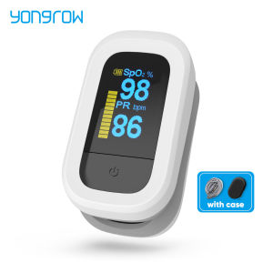 Yongrow Pulse Oximeter Finger with Alarm Oxymeter OLED Monitor Blood Oxygen SPO2 Heart Rate Monitor with Carrying Case and Lanyard