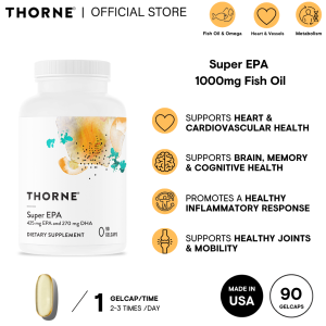 Thorne Super EPA 90 Gelcaps High Potency Omega 3 Fish Oil Rich in EPA DHA Supports Heart Brain & Joint Health