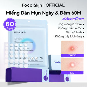 Miếng Dán Mụn FOCALSKIN Hút Mụn Sạch | Che Mụn Tự Nhiên | Giảm Sưng Mụn | 60 Miếng Ngày và Đêm Makeup Trang Điểm Che Mụn