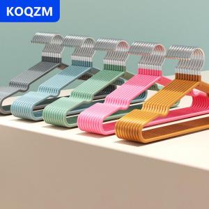 [COD] KOQZM Quần áo móc treo móc với rãnh cho phát sóng trẻ em dành cho người lớn kim loại đơn giản dày Non-Slip Dip nhựa Áo móc màu xanh lá cây