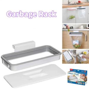 FLYING with Lid Hanging Trash Bag Holder Space Saving Door Mounted Kitchen Waste Bag Holder Practical Compact Size Plastic Bag Support Kitchen Use