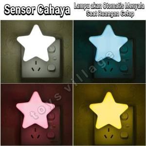 Lampu Dinding Malam Tidur LED Sensor Cahaya Hemat Energi Motif Bintang untuk Ruang Tamu / Kamar Anak / Dewasa / Hotel Rumah / Room Decor Dekorasi Ruang Rumah - Warna Pink Putih Biru dan Kuning