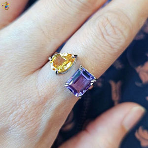 Ametrine Titanium Adjustable Ring