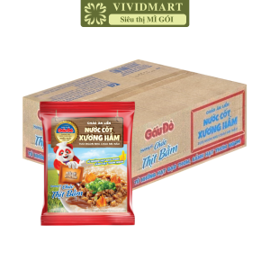 [THÙNG 30 GÓI] - ASIAFOODS - Cháo dinh dưỡng nước cốt xương hầm Gấu đỏ 2 vị: Thịt bằm Thịt gà Cháo Gấu đỏ ăn liền (57g/gói)