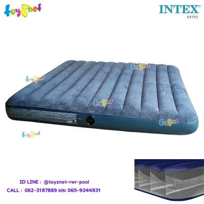 Intex ที่นอนเป่าลม ดูรา-บีม ไฟเบอร์-เทค 6 ฟุต (คิง) 1.83x2.03x0.25 ม. สีน้ำเงิน รุ่น 64755