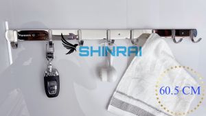 ( Dán Tường - Khoan Tường ) Móc Treo Đồ  Móc Treo Quần Áo Nhà Tắm INOX SUS304 SHINRAI 6 Móc Vuông