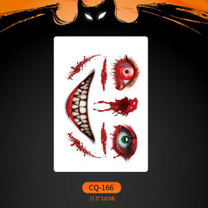 Halloween Face Stickers Temporary Tattoos Pumpkin Skull Makeup Face Decoration