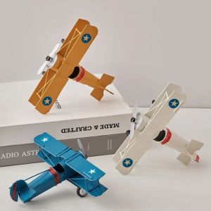A4QUT Retro Iron Vintage Airplane Model Handicraft Collection Metal Plane Models Creative Miniature Aircraft Ornaments Home Decor