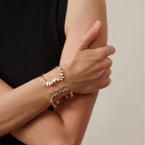 European and American Fashion Trends Vintage Versatile High Sense Opening Shiny Rhinestone Heavy Industry Niche Design Bracelet