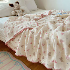 100% Cotton Blanket Cut Style Pure Cotton Crepe Yarn Summer Blanket Single/Queen/King Size Cartoon Quilt for Kids Soft Plaids