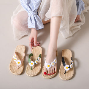 ABWBT Korean Style Flip Flops Non-slip Cute Daisy Outdoor Beach Sandals Slippers