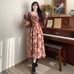 beige long dress korean style floral dress dinner parti elegant sleeveless halter dress plus size summer beach fit casual dress women party cocktail dress