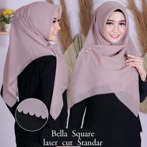 TERBARU!! HIJAB SEGI EMPAT BELLA SQUARE LASER CUT