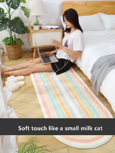 Bedroom Floor Mat Thickened Fleece Carpet Nordic Style Bedside Blanket Long Non-Slip Small Under Bed Doormat Anti Slip Foot Mat