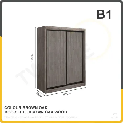 [SG Seller] Twentyone Solid Plywood Sliding Door Wardrobe (5FT /6FT Available + Free Installation)