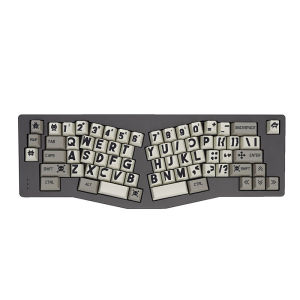 Gray And White 142 Keys Retro Black Characters Cherry Profile Mechanical Keyboard Keycaps PBT Material Sublimation Process