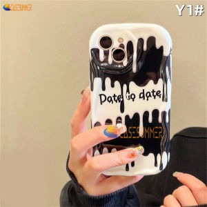 (Lokal Ready) Casesummer Casing hp iPhone 11 12 14 13 12 Pro Max XR 7Plus iPhone 15 Pro Max X XS Max 6s 7 8 6 Plus SE 2020 3D Bergelombang Melengkung Tepi Glossy Graffiti Huruf Inggris Ice Cream Case