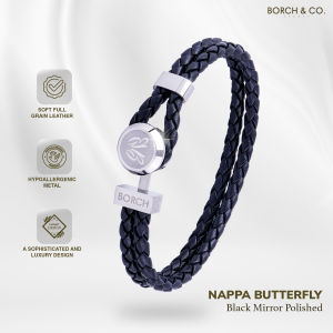 BORCH & CO. Gelang Kulit Leather Bracelet - Nappa Butterfly Black