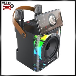 [Ueb Wholesale Mall] Karaoke BT Speaker with Dual Microphones Stereo Surround Speaker Music Rhythm Light High Power Karaoke Machine for Home Gathering Party