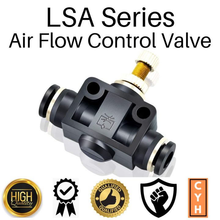 Air Flow Control Valve with PushtoConnect Fitting, inLine Speed