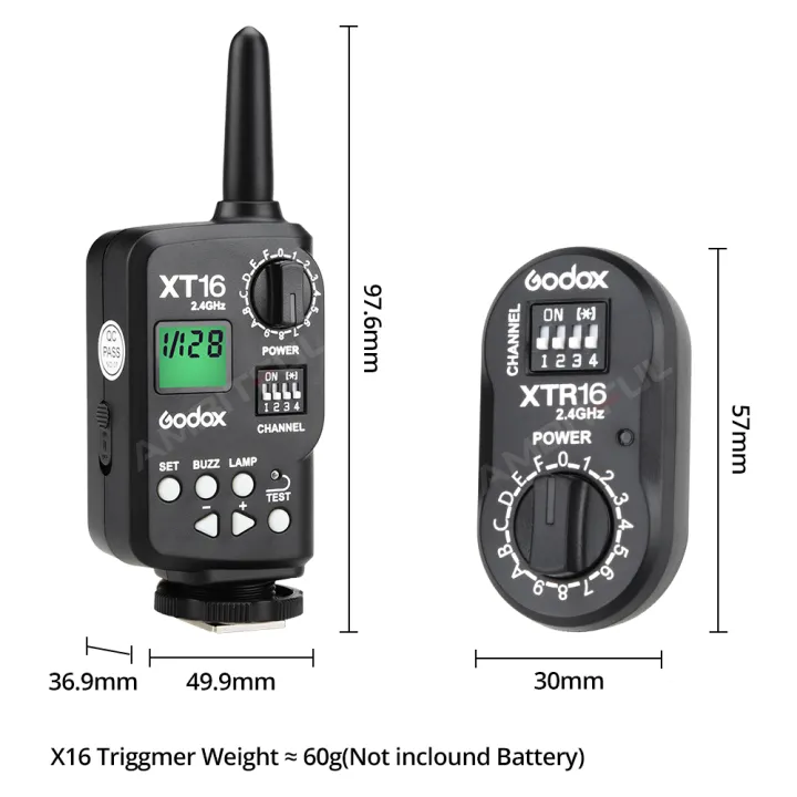 Godox%20XT-16%20Wireless%202.4G%20Remote%20Control%20Flash%20Trigger%20+%20Receiver%20for%20Witstro%20Flash%20SK,QT,QS,GT,GS,DE,DP%20Series%20Studio%20Flashes%20-%20Image%202