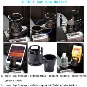 Multifunctional double-layer car cup holder Doublelayer rotating multifunction car drink cup holder