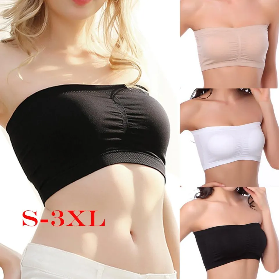 Double Layers Plus Size Strapless Bra Bandeau Tube Removable