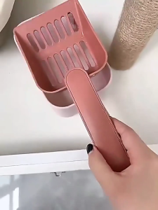 Standing Cats Scoops Litter Scoops with Holder Stand 2in1 Cats Litter Scoops Litter Shovel with Litter Container for Cats