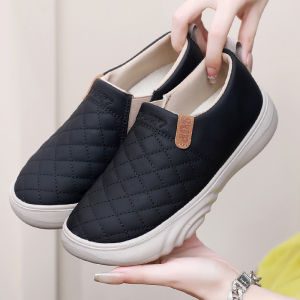 Free Shipping WomenS Autumn New Collection: Slip-On Shoes Non-Slip Thick-Soled Leather Upper Fashionable And Casual Perfect For Moms Loafers