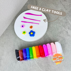DIY Soft Clay Polymer 12 in 1 Sensory Play Rainbow Pastel Color | Dough Lilin Plastisin Mainan Edukasi Anak