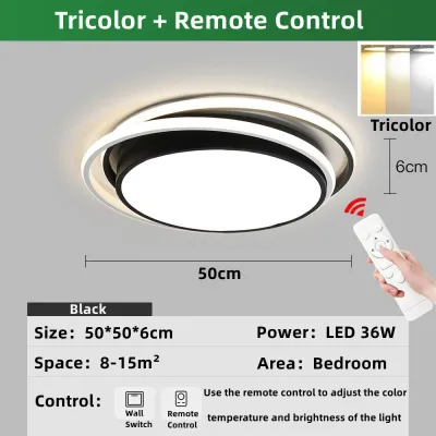 Lampu LED Ceiling Light Remote Control Tricolor Dimming Lampu Tidur Bilik Nordic Light Living Room Lights Bedroom Light Ceiling Lampu LED