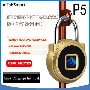【Universal】eLinkSmart Asia P5 Long Battery Life Fingerprint Lock USB Rechargeable Waterproof Smart Fingerprint Padlock Anti-theft Electric Mini Lock Luggage...