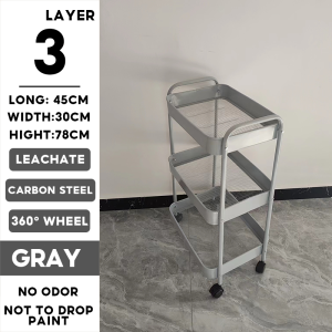 No Screw 3-Tier Trolley Kitchen Utility Cart Shelf Rack Baby Stuff Organizer Home Bedroom Office Storage Rolling Salon Cart Hotels Restaurant Use Easy Assemble with Locking Wheels and Handle