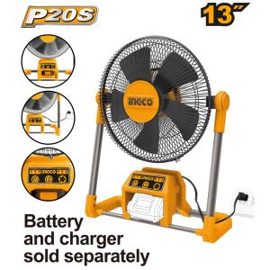 INGCO 20V 13" CORDLESS FAN | AC/DC POWERED | CFALI2001