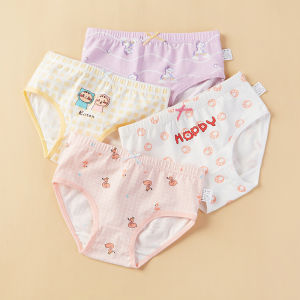 KUCHAR 4pcs/set High Quality Kids Girls Panties Cotton Cartoon Underwear Child Briefs for 2-12yrs