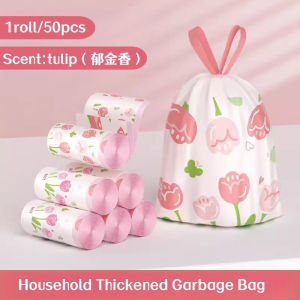 【SG Seller】Household Thickened Garbage Bag With Handles Rubish Bag Trash Bag Drawstring Extra-thick Garbage Bag 抽绳垃圾袋
