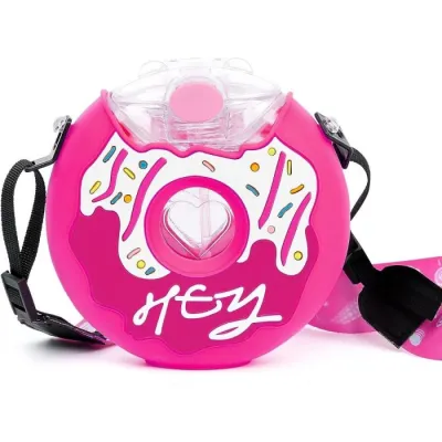 Biomom Donut Tritan Straw Drinking Bottle with Straps 380ml (4 Designs)