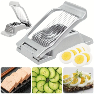 1-Pack 2-in-1 Egg and Strawberry Slicer - Premium Aluminum and Stainless Steel Kitchen Tool for Effortlessly Slicing Soft Fruits and Mushrooms