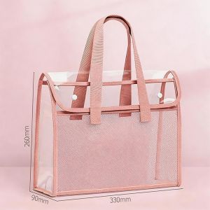 Book Storage Bag Transparent A4 A3 File Bag Foldable Waterproof Folder Document with Handle Portable Buckle Drawing Pack