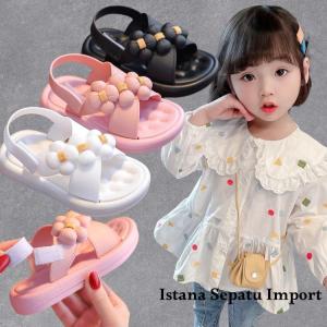 Sandal Anak Jelly ELora Silang BUNGA Import / Sendal Anak Perempuan Karet Empuk Tali