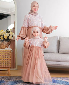 Faliha Dress Couple Dress Ibu dan Anak Perempuan Usia 3-6 Tahun ( BISA BELI TERPISAH) / Gamis Sarimbit Lebaran Mom Kids / Gamis Bahan Satin Velvet Mix Brukat Tile Ibu Anak / Dress Keluarga Hari Raya Idul Fitri / Family Series Terbaru 2025 Terlaris