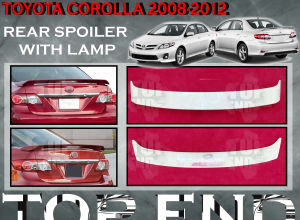 TOYOTA COROLLA 2008-2012 REAR SPOILER WITH LAMP MATERIAL ABS TOP SPOILER GRASS SPOILER COROLLA CAR BODYKIT