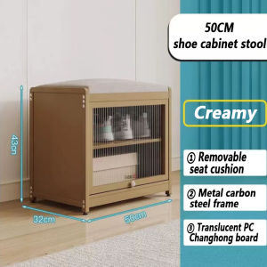 Elegant New Entryway Shoe Rack with Cushioned Seat 2-Shelf Organizer Durable Carbon Steel Design High-Quality Fabric Upholstery