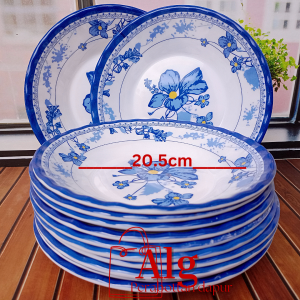 3PCS PIRING MELAMIN NAGA BIRU