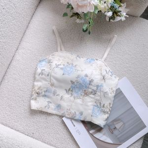 New Chinese retro camisole for women niche floral embroidery inner wear and outer wear top