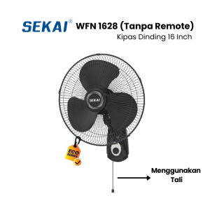 SEKAI Kipas Angin Dinding WFN 1628 16" | Remote Control Wall Fan WFN162816 inch 40cm Dinamo Tembaga