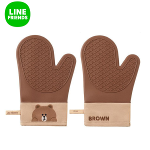 100% Authentic Line Friends Oven Baking Gloves Microwave Oven Glove Non-slip Heat Resistant Insulated Mitten Kitchen Tool BROWN SALLY LFB28
