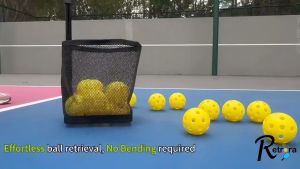 Pickleball Retriever Tennis Ball Picker Basket Portable Sports Ball Retrieval Basket Large Capacity Ball Collector with Adjustable Handle 49–113cm